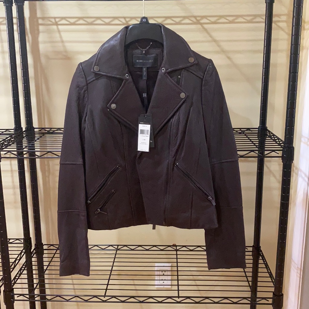 One Day Sale New With Tag Bcbg Blackberry Leather Jacket